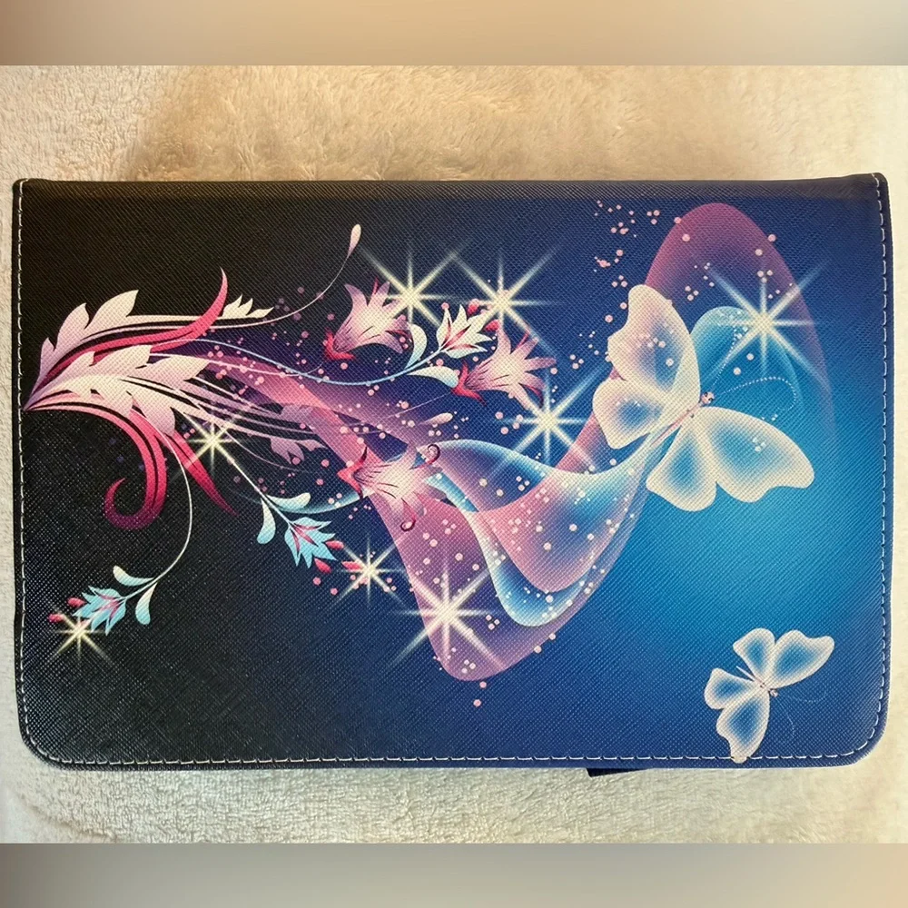 Floral Butterfly Tablet Case - Black and Purple
